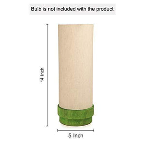 ExclusiveLane 14 Inch Wooden Home Decorative Bedroom Living Room Bedside Table Lamps for Home Decoration (12.7 cm x 12.7 cm x 35.6 cm, Green & Off White, Without Bulb) - Home Decor Lo
