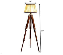 Load image into Gallery viewer, Beverly studio 14&quot; Brown Cross Pleated Teak Wood Tripod Floor lamp - Home Decor Lo