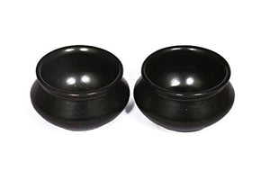 Crock Comforts- Handmade Ceramic Handi Shape Black Chutney/Serving Dip/Desert Bowl (3 inch Diameter) -Set of 2(Microwave & Dishwasher Safe, CC- HBD02) - Home Decor Lo