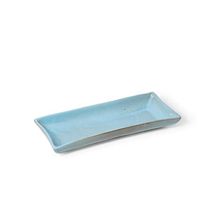 Ellementry Rectangular Ceramic Platter, 10" X 4.25" X 1", Blue - Home Decor Lo