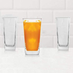 ZUKOVI Set of 6 Plaza Tumbler Water and Juice Square Shape Glass Set - 315 ML - Home Decor Lo