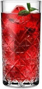 PrimeWorld Timeless Long Drink Glass Set of 6 pcs | Crystal Touch Designer| High Ball Tumbler |Height Approx 14.3 cm | 300 ML | for Water Juice Cocktail etc - Home Decor Lo