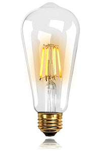 JNS 4w Vintage LED Filament Bulb ST64 with Rope (Holder Ceiling lamp), Light Warm White(Yellow), 80W Incandescent Equivalent, E27 Base lamp, Decorative Bulb, Pack of 8 - Home Decor Lo