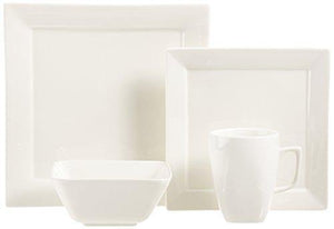 AmazonBasics 16-Piece Premium Dinnerware Set, Square Classic White - Home Decor Lo