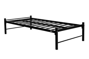 FurnitureKraft Osaka Single Size Metal Bed (Glossy Finish, Black) - Home Decor Lo