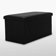 Load image into Gallery viewer, Faux Leather &amp; Cotton Fabric Folding Cuboid Toy Pouffe Stool - Home Decor Lo