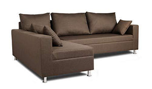 Adorn India Left Side Handle Straight Line L Shape Sofa (Camel Colour) - Home Decor Lo