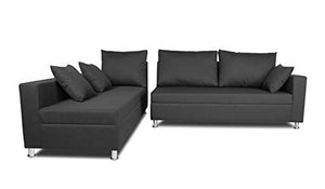 Adorn India Straight Line L Shape Sofa (Left Side Handle)(Dark Grey) - Home Decor Lo