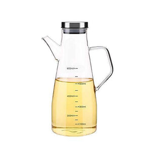 Femora Borosilicate Glass Oil Bottle with Handle, 650Ml, Clear - Home Decor Lo