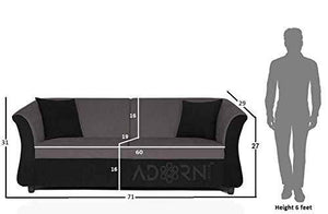 Adorn India Acura 3 Seater Sofa (Grey & Black) - Home Decor Lo