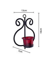 Load image into Gallery viewer, Heaven Decor Decorative Red Glass Cup Tealight Candle Holder Wall Hanging Iron Votive, Festive Lights for Decoration Set 2