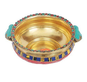 Nitya Handcrafted Brass Decorative Uruli (6 x 6 inch, Yellow) (Small) - Home Decor Lo