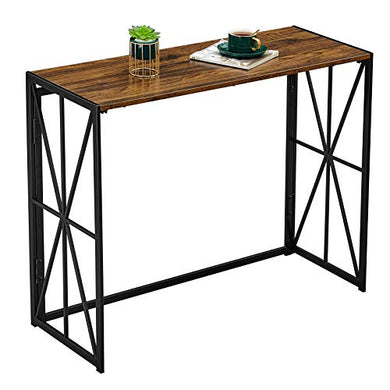 Coavas Folding Wood Console Table with 40 Inches Metal Frame