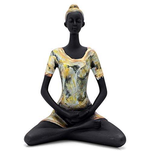 zart Set of 3 Different Black & Golden Yoga Posture Lady Statue