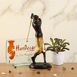 Two Moustaches Golfer Shot Brass Showpiece Figurine | Home Decor | - Home Decor Lo