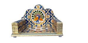 shy shy Wooden Choki Singhasan for God or Home Temple showpiece (Blue Medium) - Home Decor Lo