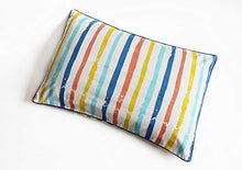 Load image into Gallery viewer, Silverlinen 100% Cotton Bold Stripes Single Pillow Cover with Piping for Kids Room for Boys and Girls (Pillow NOT Included) - Multicolour (Size: 18x27 Inches) - Home Decor Lo
