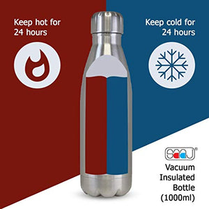 Saaj Oxygen Thermos Stainless Steel #304 Vacuum Bottle with 24 Hours Hot/Cold Insulated Thermosteel Bottle (1000 ml) - Home Decor Lo