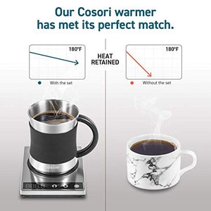 COSORI Coffee Mug Warmer & Mug Set Electric 24Watt Beverage Cup Warmer for Desk Home Office Use 304 Stainless Steel 17Oz Mug W Lid Touch Tech & Led Backlit Display Ideal for Gift Coffee Tea Hot Cocoa - Home Decor Lo