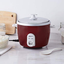 Load image into Gallery viewer, AmazonBasics Electric Rice Cooker 1 L (500 W) with Aluminum Pan, Measuring Cup and Scoop - Maroon - Home Decor Lo