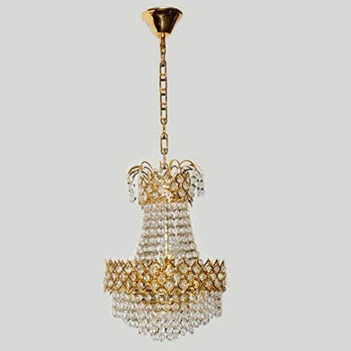 Weldecor Antique Crystal Pendant Ceiling Lamp | Chandelier for Home | Jhoomer Lights for Living Room Decoration (Size -300mm)(Gold) - Home Decor Lo