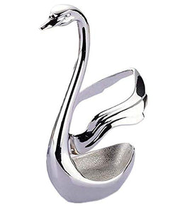 Primium quality Export Item Metal Swan Dessert Spoon Holder Duck Shaped Stand Decorative Dinning Table Item Showpiece (8X5X15 cm, Silver] - Home Decor Lo