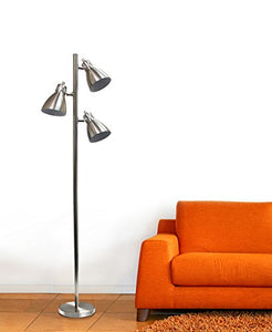 Simple Designs Home LF2007-BSN Simple Designs Metal 3-Light Tree Floor Lamp, Brushed Nickel Finish - Home Decor Lo