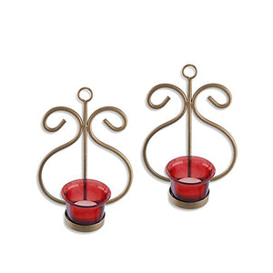 Homesake Metal Decorative Golden Wall Sconce Candle Holder, Pack of 2 - Home Decor Lo