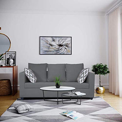 Adorn India Zink Straight Line 3 Seater Sofa (Grey) - Home Decor Lo