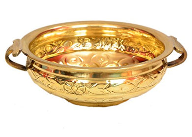E-Handicrafts Brass Handcrafted Urli Bowl (Gold_8.25 Inch X 3 Inch ) - Home Decor Lo