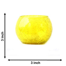 Load image into Gallery viewer, Brahmz Candle Holder Crackle Tealight Votive for Home Decor Gift Glass Candle Votive (Yellow - Pack of 2) - Home Decor Lo