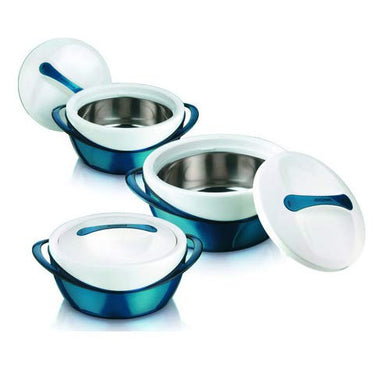 Pinnacle Panache Matte Casseroles Set of 3 (600ml + 1200ml + 2500ml) Stainless Steel 304 Inner Body to Keep Food Hot (Teal) - Home Decor Lo