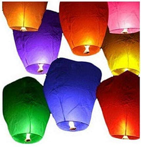 Shop4Alll Colorful Make A Wish High Flying Sky Paper Lantern Hot Air Balloon with Fuel Wax Candle (Multicolour) - Pack of 10 - Home Decor Lo