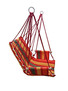 Inditradition Hammock Chair, Swinger | Brazilian Hanging Hammock, Cotton (Red/Orange) - Home Decor Lo