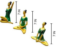 Load image into Gallery viewer, Homebia Yoga Lady Statue Lady Figurine Showpiece for Home Decor, Office Decor, Shelf Decor - Green - Home Decor Lo