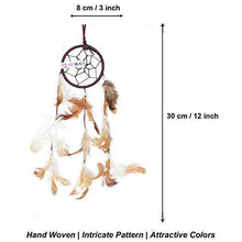 Load image into Gallery viewer, DREAM CATCHER Natural Feather Small Dream Catcher Hanging for Cars/Rooms (3 inch) - for Positive Energy and Protection (Brown/White) (Pack of 1) - Home Decor Lo