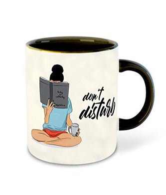 Whats Your Kick - Don’t Disturb Books Reading, Reader Inspired Designer Printed Black Ceramic Coffee |Tea | Milk Mug (Gift | Books | Motivational Quotes | Hobby (Multi 8) - Home Decor Lo