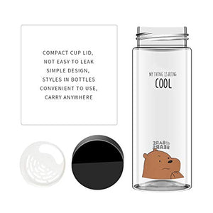MINISO We Bare Bears Grizzly Plastic Bottle Leak Proof PP Lid Bottle for Kids Adults, 540ml - Home Decor Lo