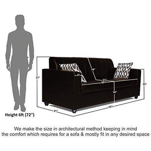 Adorn India Rio Highback Leatherette 3 Seater Sofa (Brown) - Home Decor Lo