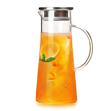 Load image into Gallery viewer, Korona Aquatic Glass jug Pitcher with with lid iced Tea Pitcher Water jug hot Cold Water ice Tea, Wine Coffee Milk and Juice Beverage Carafes 1.3 LTR - Home Decor Lo
