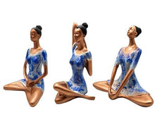 Load image into Gallery viewer, Set of 3 Yoga Posture Lady Statue Figurine for Home Decor Items | Statue for Gift | Handicraft Items in Showpieces &amp; Figurines | Decorative Items for Room in Racks &amp; Shelves-Green - Home Decor Lo