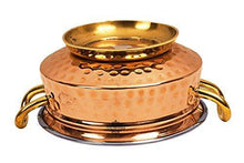 Load image into Gallery viewer, Indian Art Villa Hammered Steel Copper Mughlai Handi with Brass Handle &amp; Bottom , Serveware/Tableware, 700 ML - Home Decor Lo