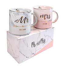 Load image into Gallery viewer, Vilight Gifts for Couple Married 2019 - Mr and Mrs Mugs for Newlyweds - Marble Coffee Cups Set with Gift Package - Home Decor Lo
