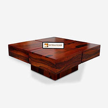 Load image into Gallery viewer, KendalWood Furniture Sheesham Wood Pre Assemble Plus Cut Square Coffee Table for Living Room | Wooden Center Table - Teak Finish - Home Decor Lo