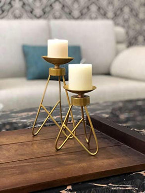 Velleitie Gold Candle Holder - Set of 2 - Home Decor Lo