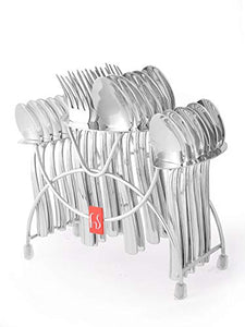 fnS Venice 24 Pcs Cutlery Set with Stainles Steel Stand Stand 6 Pc Dinner Spoons - Home Decor Lo