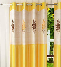 Load image into Gallery viewer, LaVichitra 5 ft Polyester Window Curtain with Floral Net (Yellow) -2 Piece - Home Decor Lo