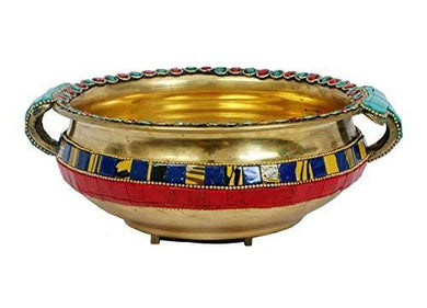 Nitya Handcrafted Brass Decorative Uruli (6 x 6 inch, Yellow) (Small) - Home Decor Lo
