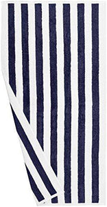 AmazonBasics 2 Piece Cotton Beach Towel - 477 GSM - 60" x 30" (152.4 cm X 76.2 cm) - Cabana Stripe, Navy Blue - Home Decor Lo
