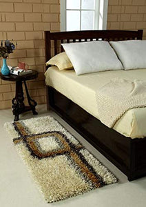 Rixon Global Shaggy Bedside Runner Home Floor Decor Rugs - Living, Dinning, Office, Rooms & Bedroom, Hallway Carpet (Rectangle-Cream) - Home Decor Lo